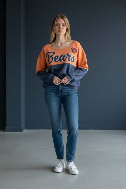 NFL Team Apparel sweatshirt. The Bears Tops - NFL Chicago Bears Women's Team Apparel Two-Tone Crewneck Pullover Sweatshirt